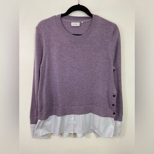 NWOT Foil Sweater Wool Blend Purple Layered Shirt Style Hem S Oversized Office